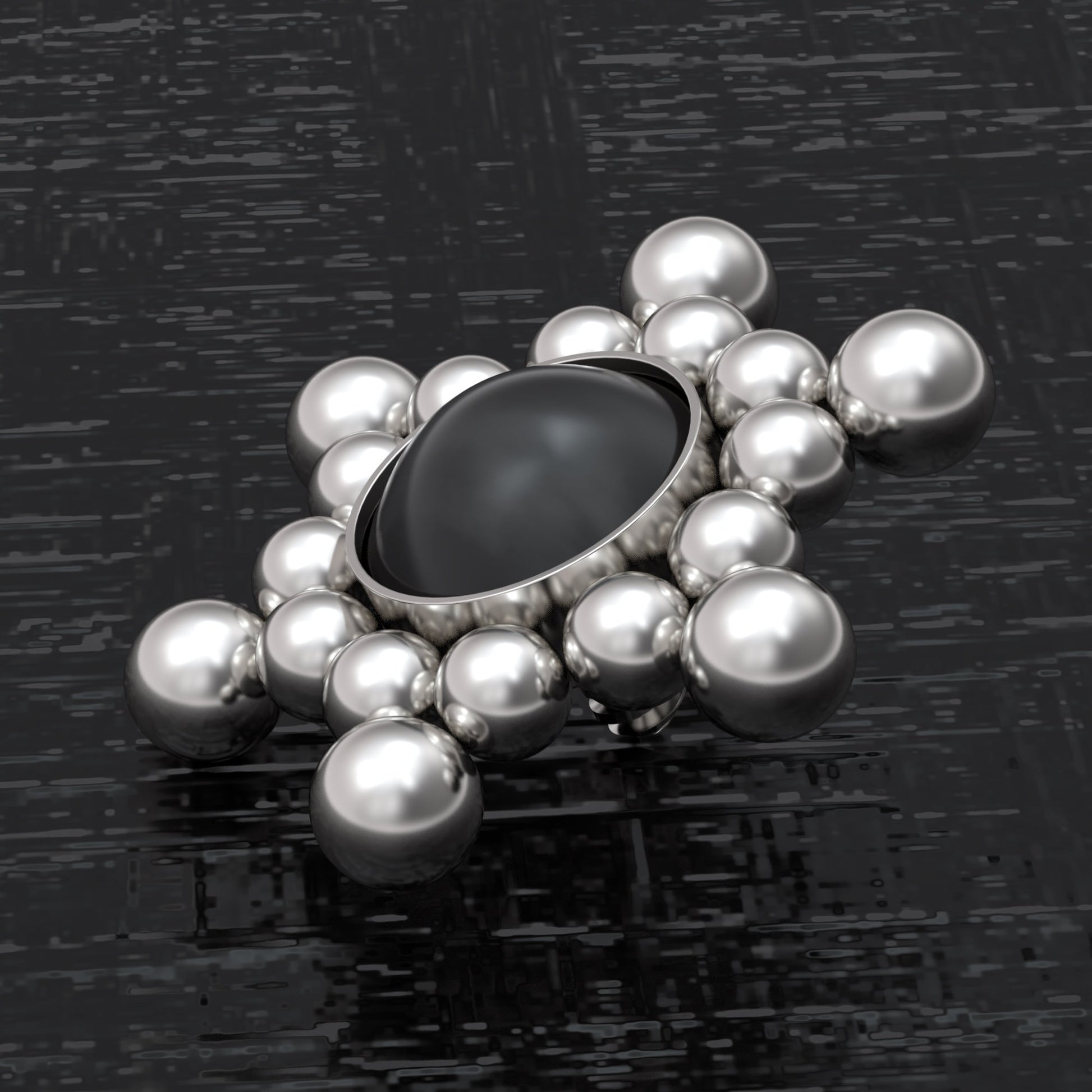 Surgical Steel Dermal Piercing Onyx - TitaniumFashion