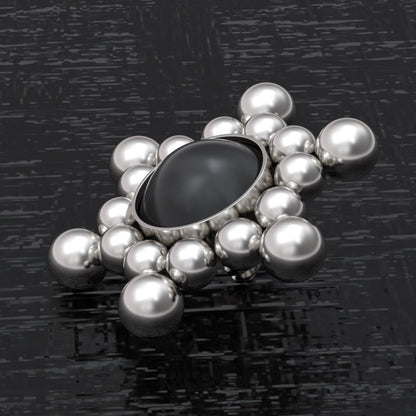 Surgical Steel Dermal Piercing Onyx - TitaniumFashion