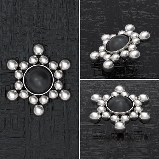 Surgical Steel Dermal Piercing Onyx - TitaniumFashion