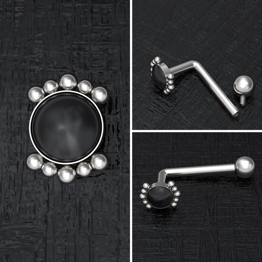 Surgical Steel VCH Piercing Jewelry Onyx - TitaniumFashion