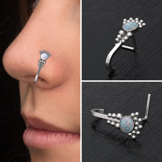 Nose Ring Stud Opal - TitaniumFashion