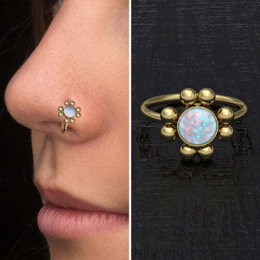 Opal Nose Jewelry Surgical Steel - TitaniumFashion