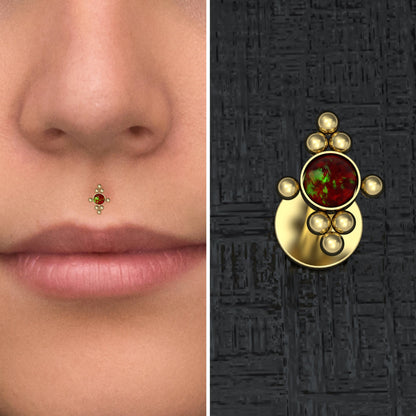 Surgical Steel Lip Ring Opal - TitaniumFashion