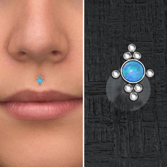 Opal Lip Piercing Bioflex - TitaniumFashion