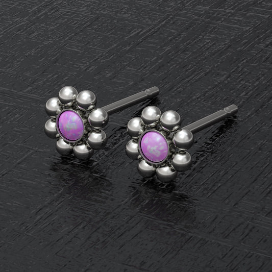 Minimalist Stud Earrings Opal - TitaniumFashion