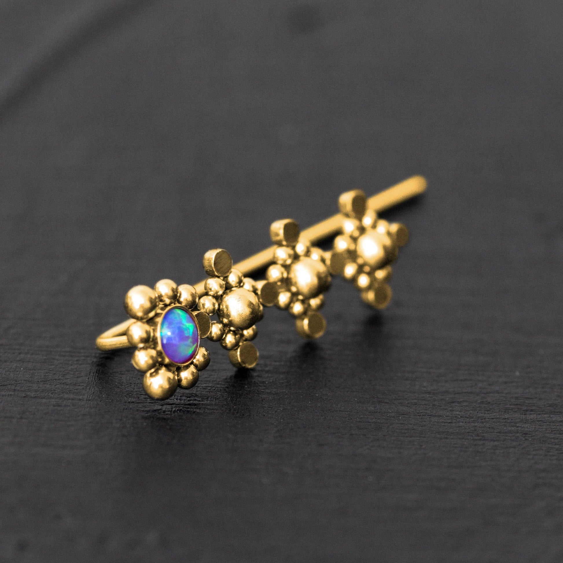 Opal Ear Climber Earrings Surgical Steel - TitaniumFashion