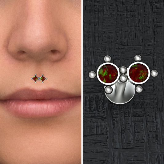 Titanium Lip Ring Opal - TitaniumFashion