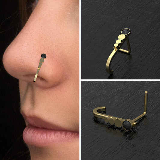 Onyx Nose Stud Ring Surgical Steel - TitaniumFashion