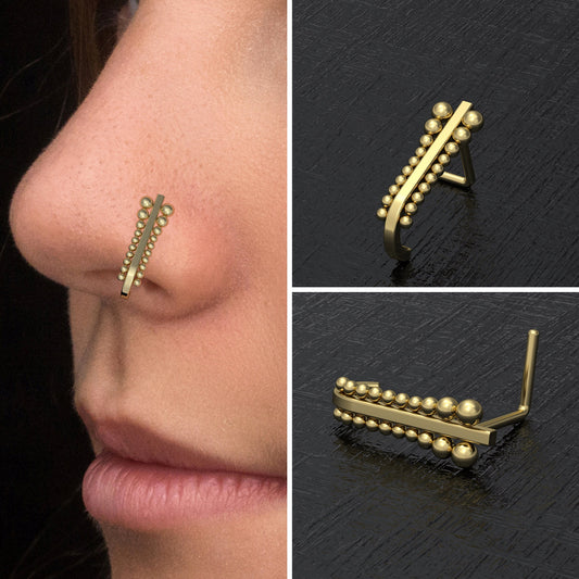 Nose Hoop With Stud Surgical Steel - TitaniumFashion