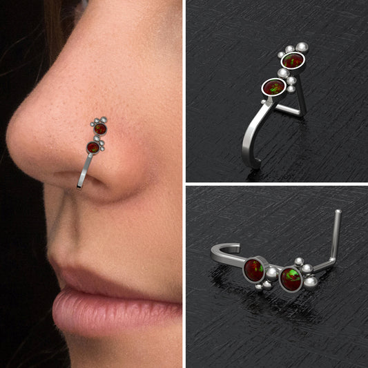 Titanium Nose Hoop With Stud - TitaniumFashion