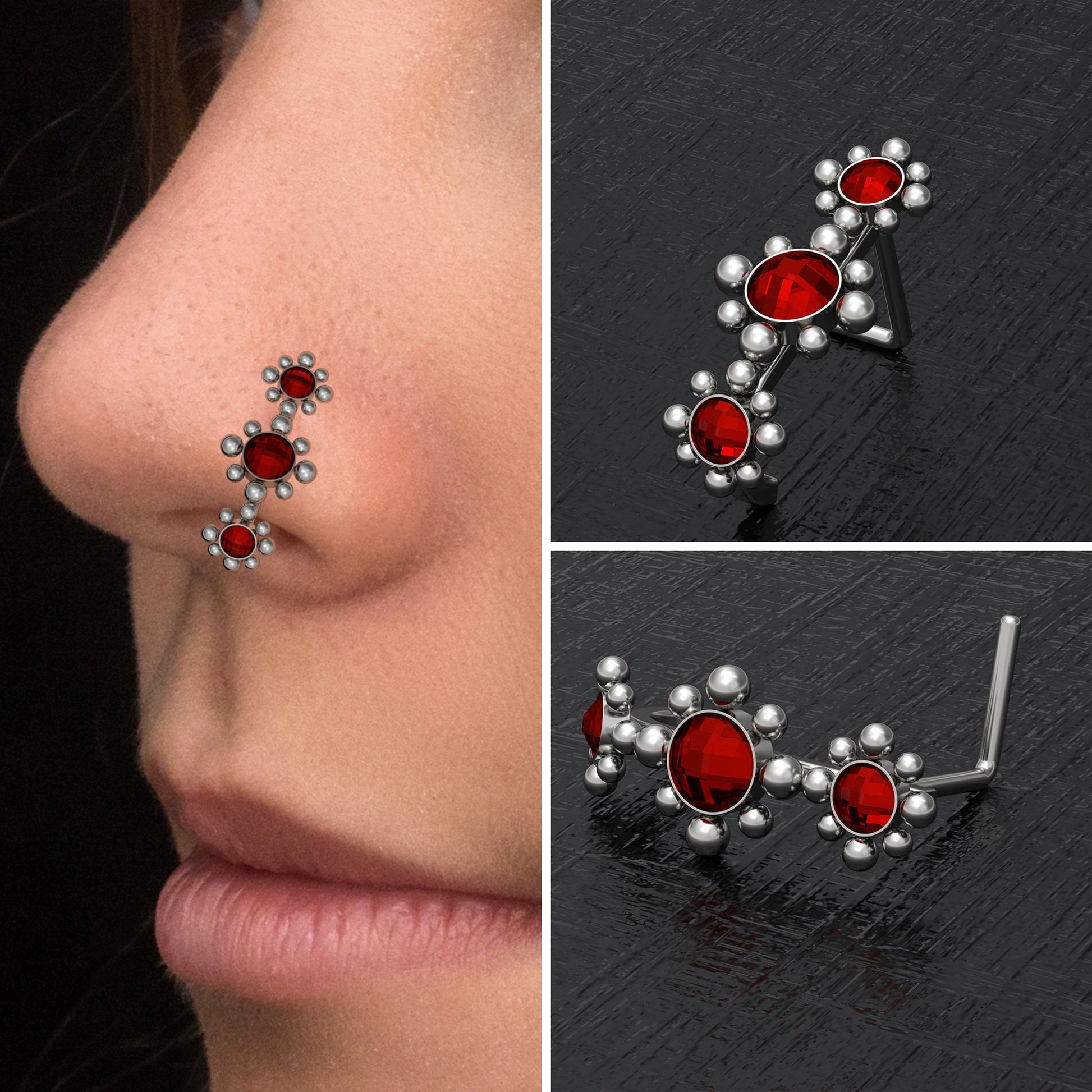 Titanium Nose Ring Stud CZ - TitaniumFashion