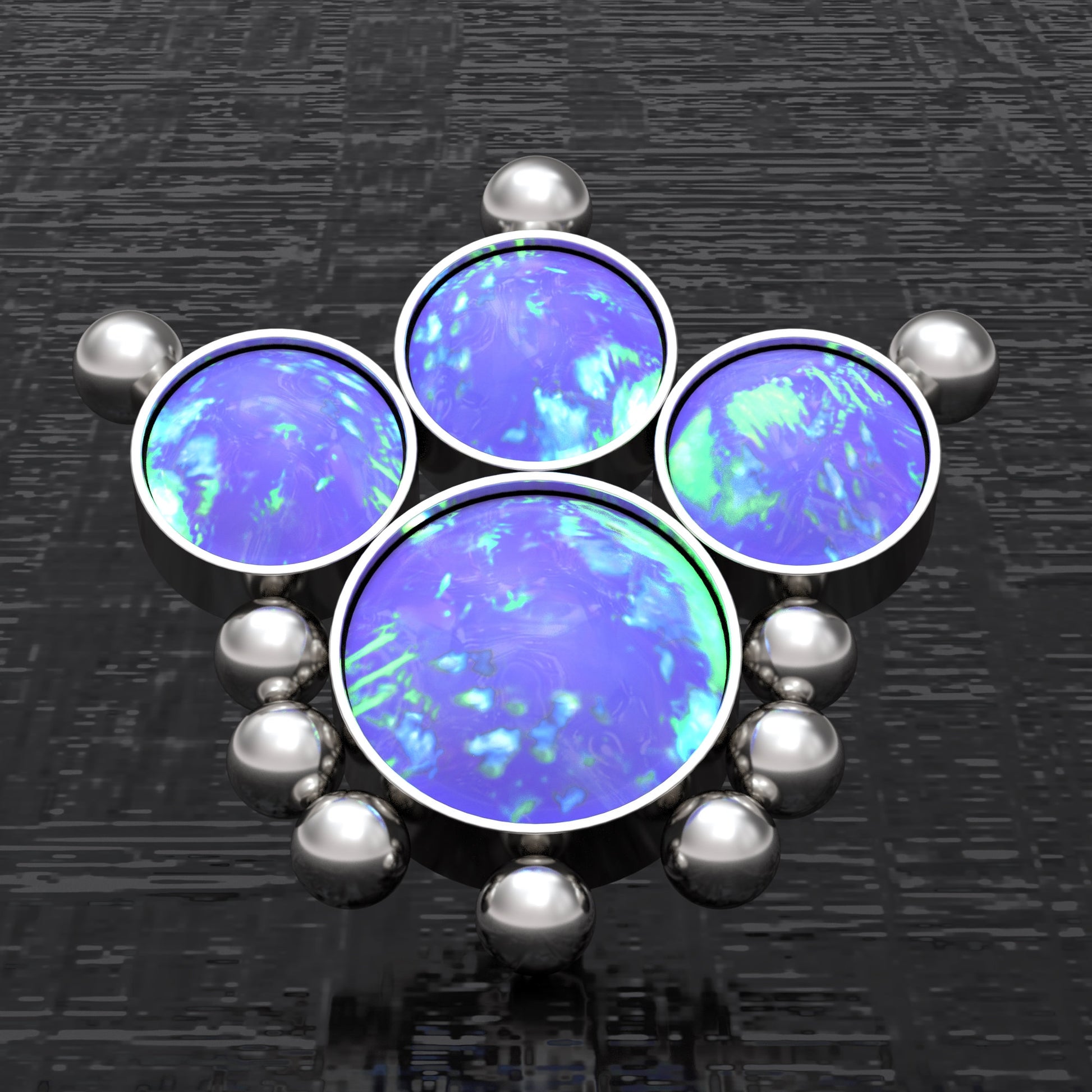 Surgical Steel Dermal Piercing Opal - TitaniumFashion