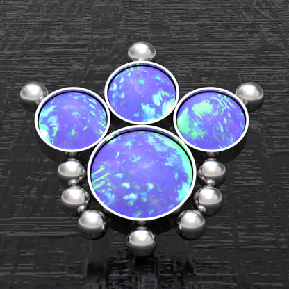 Surgical Steel Dermal Piercing Opal - TitaniumFashion