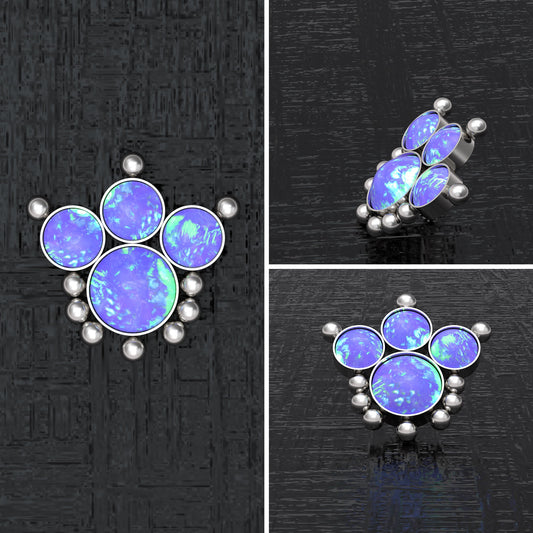 Surgical Steel Dermal Piercing Opal - TitaniumFashion