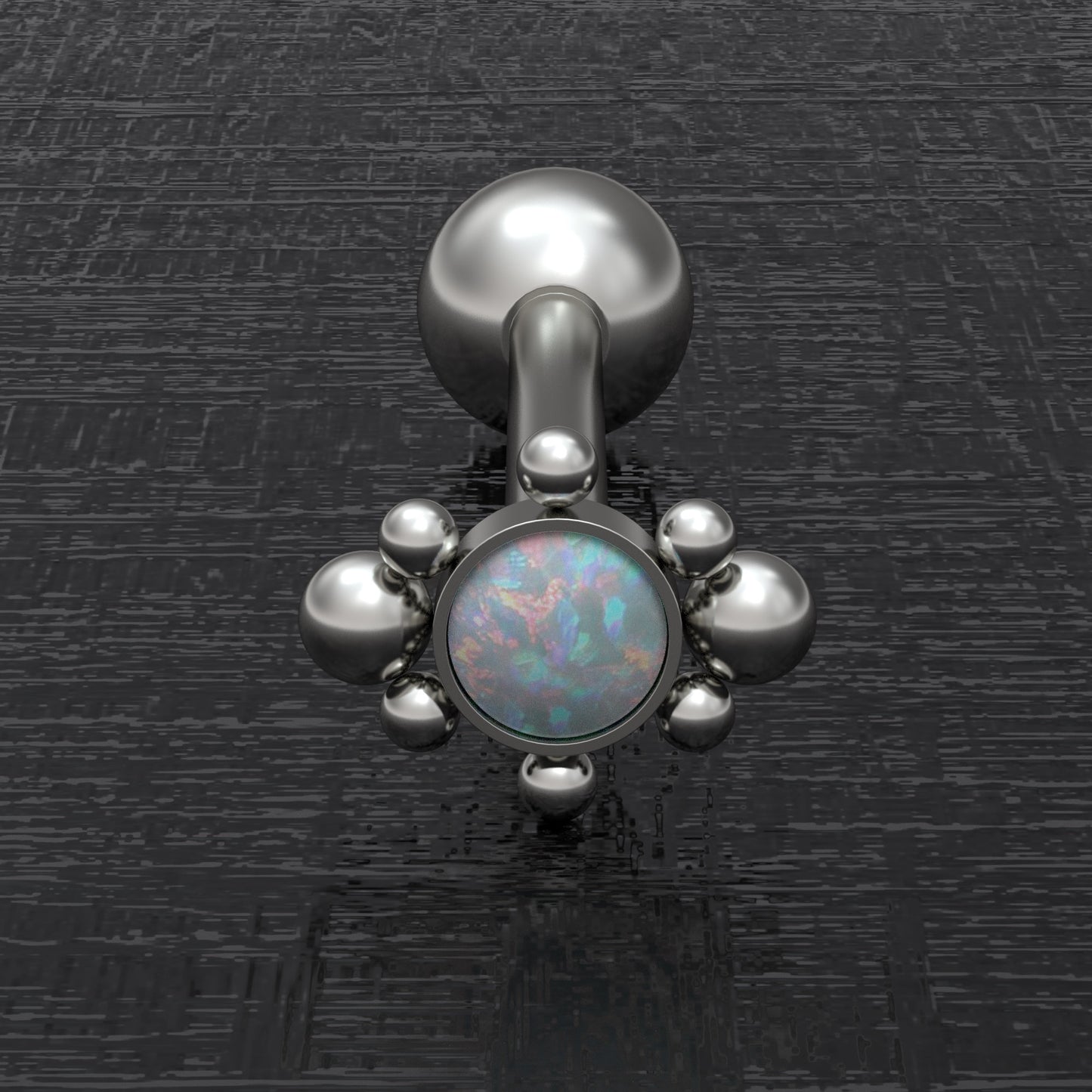 Titanium Tongue Ring Opal - TitaniumFashion