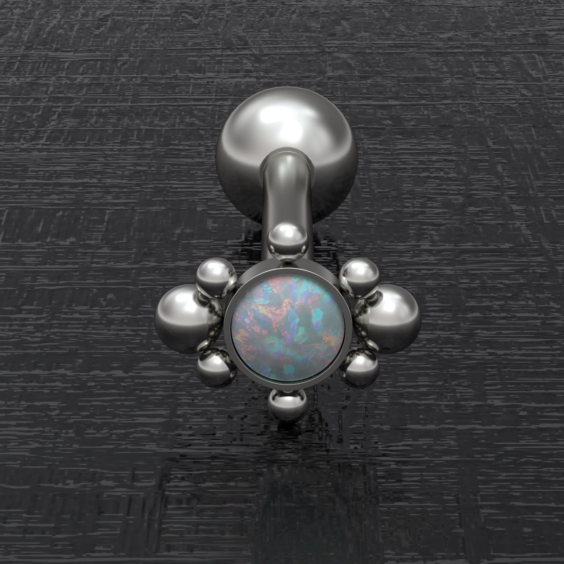 Titanium Tongue Ring Opal - TitaniumFashion