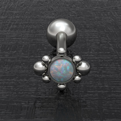 Titanium Tongue Ring Opal - TitaniumFashion
