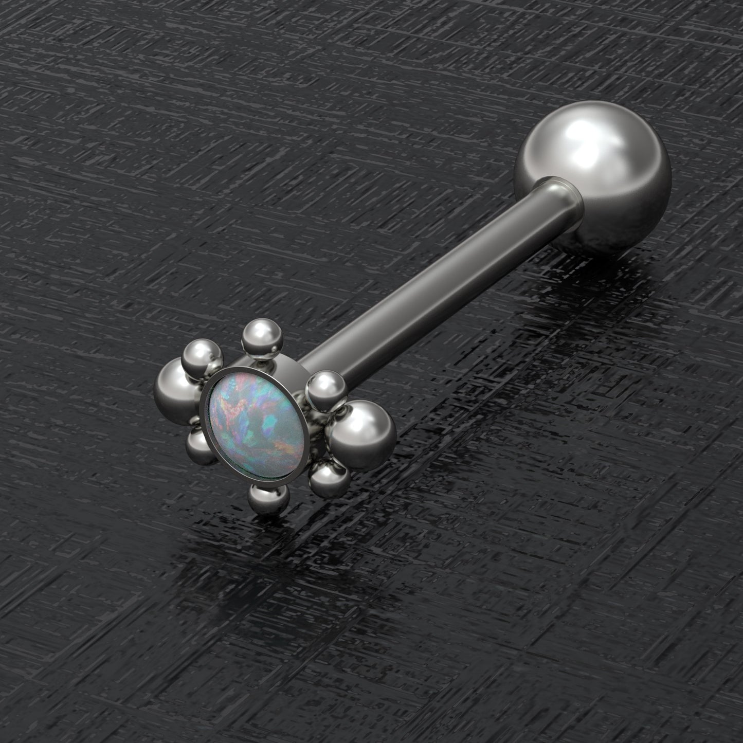 Titanium Tongue Ring Opal - TitaniumFashion