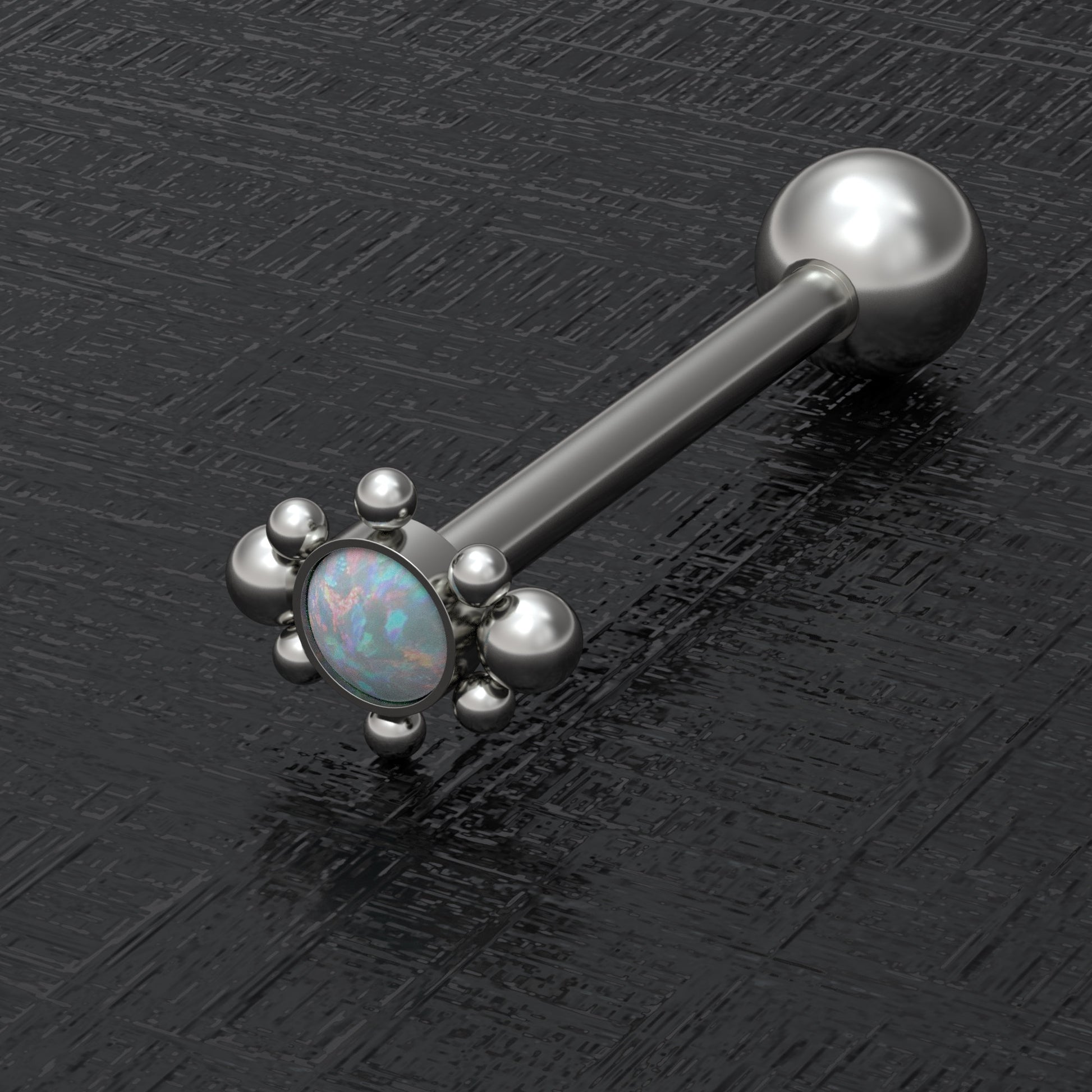 Titanium Tongue Ring Opal - TitaniumFashion