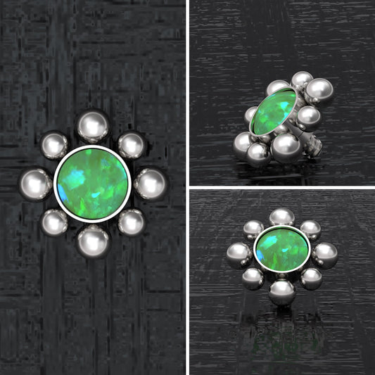 Surgical Steel Dermal Jewelry Opal - TitaniumFashion