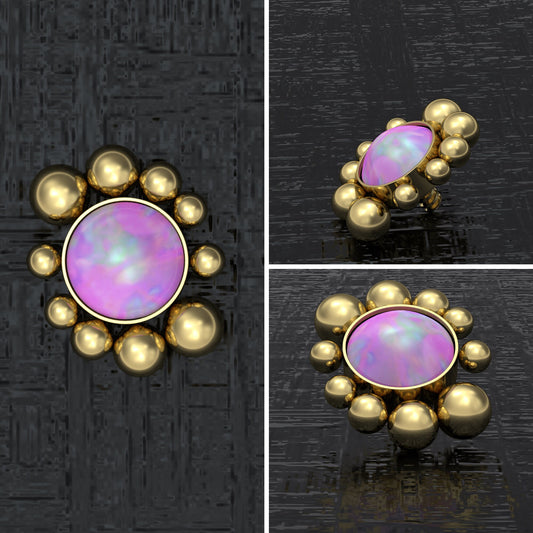 Surgical Steel Dermal Piercing Opal - TitaniumFashion