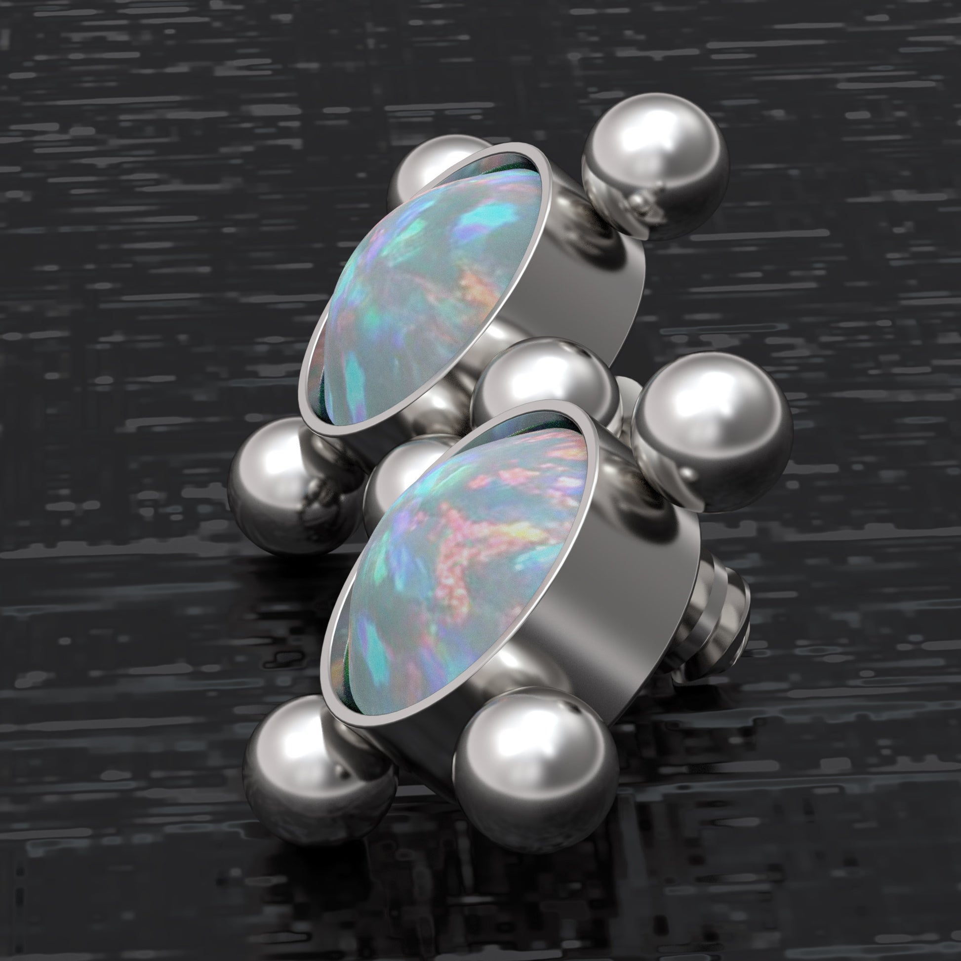 Surgical Steel Dermal Piercing Opal - TitaniumFashion