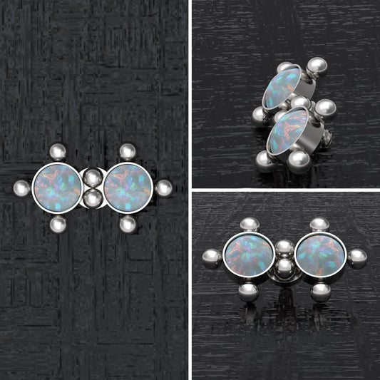 Surgical Steel Dermal Piercing Opal - TitaniumFashion