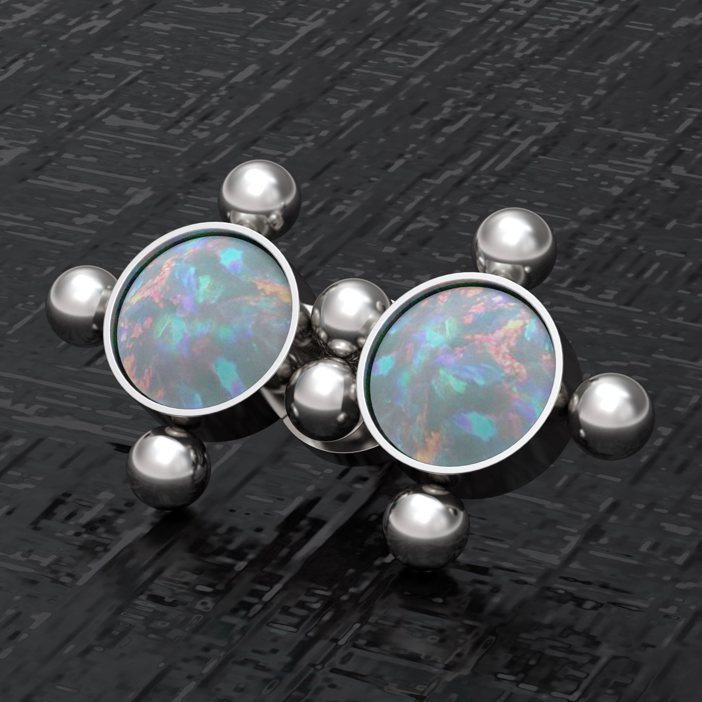 Surgical Steel Dermal Piercing Opal - TitaniumFashion
