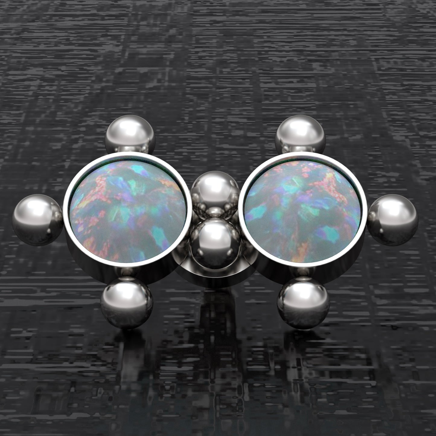 Surgical Steel Dermal Piercing Opal - TitaniumFashion