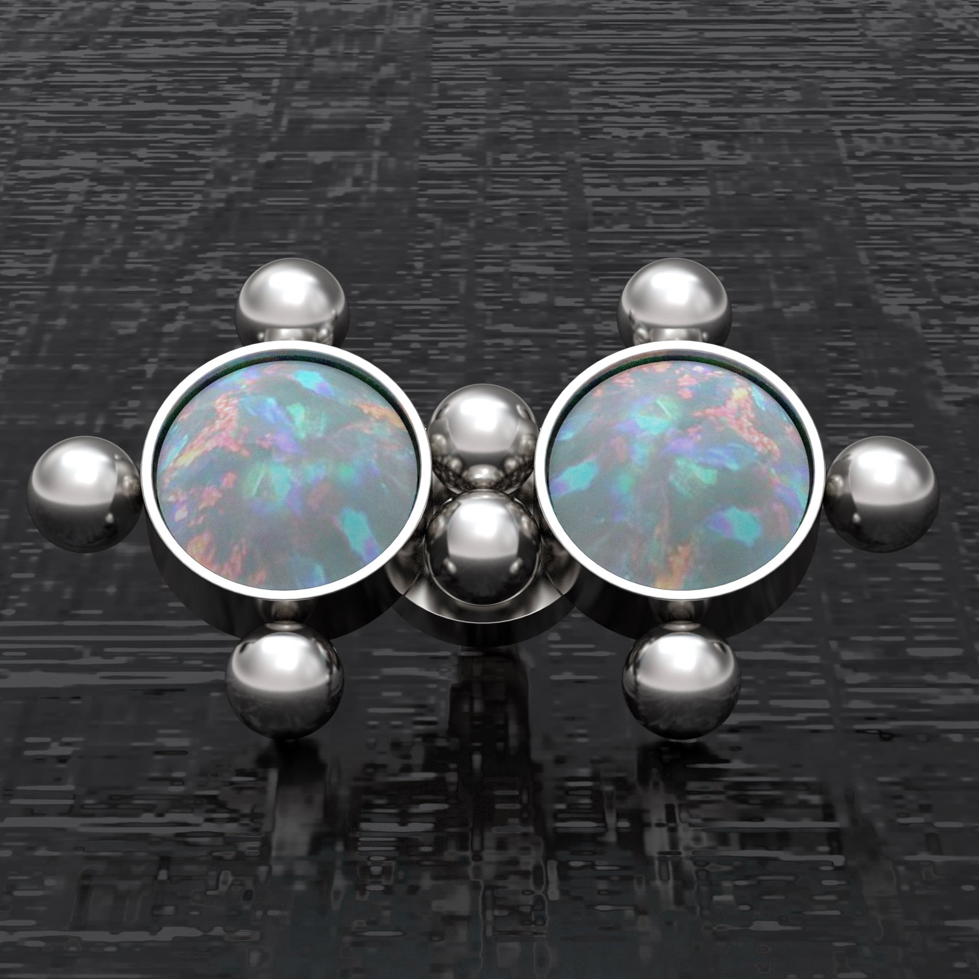 Surgical Steel Dermal Piercing Opal - TitaniumFashion