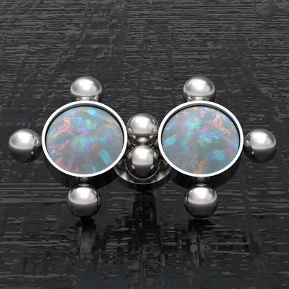 Surgical Steel Dermal Piercing Opal - TitaniumFashion