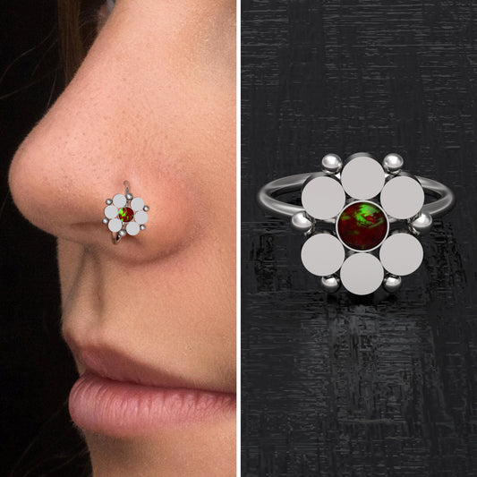 Surgical Steel Nose Hoop Opal - TitaniumFashion