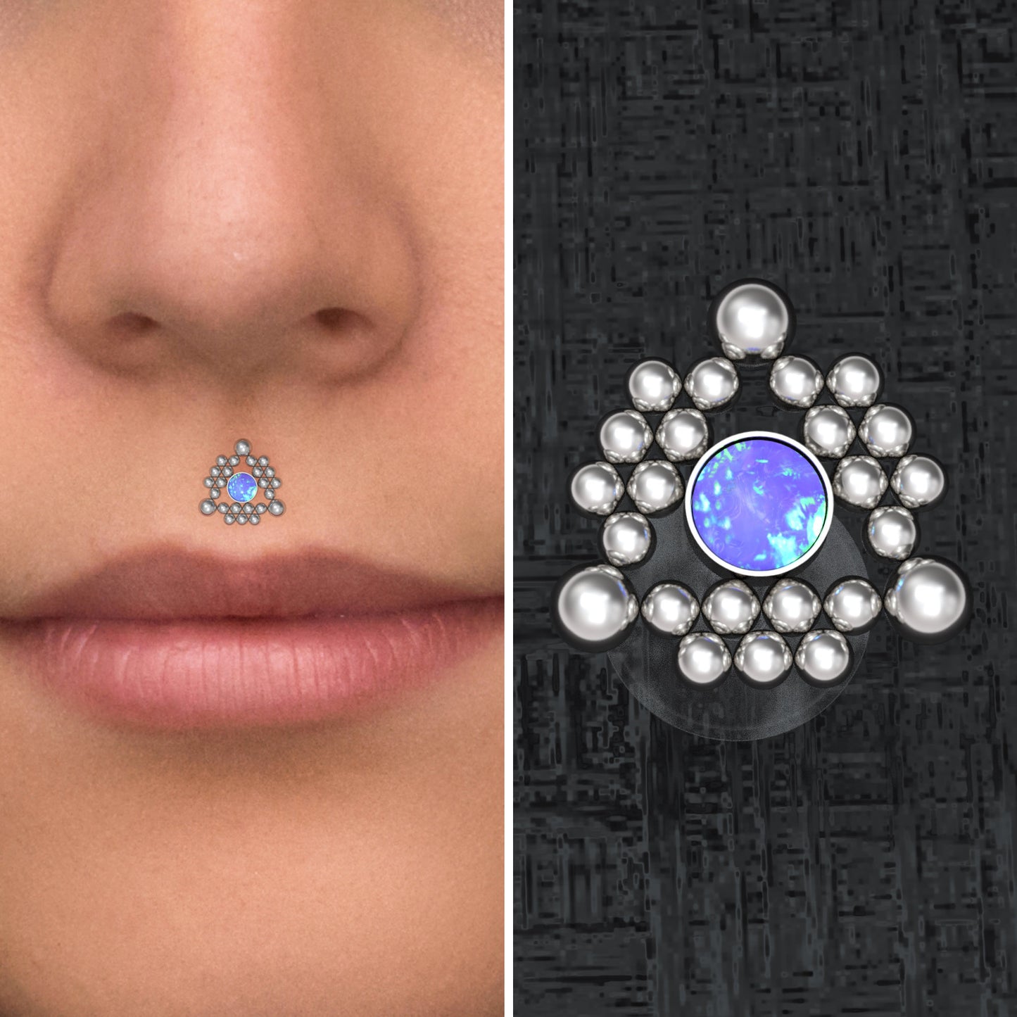 Lip Ring Opal - TitaniumFashion