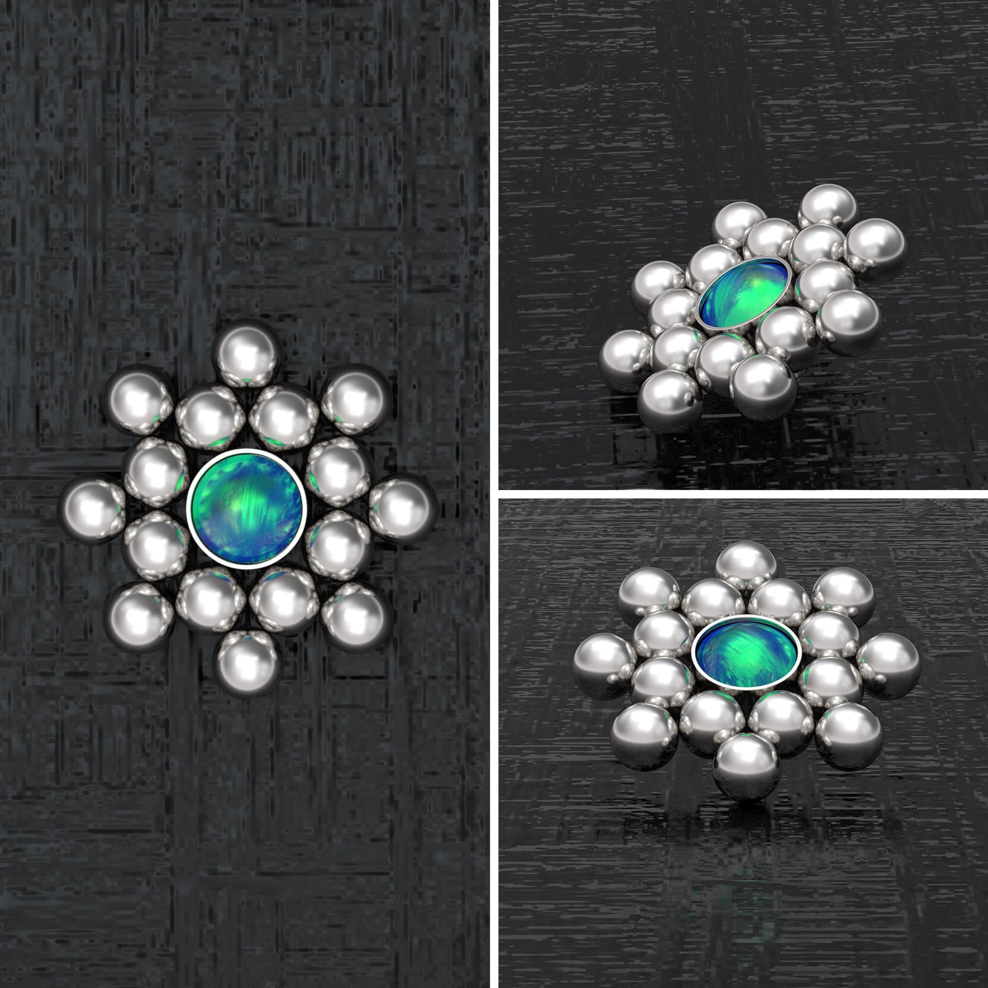 Surgical Steel Dermal Top Opal - TitaniumFashion