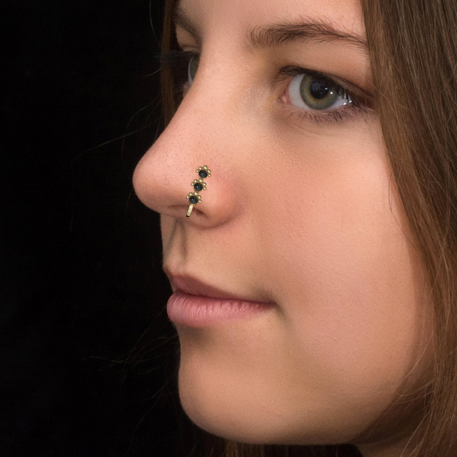 Onyx Nose Stud Ring Surgical Steel - TitaniumFashion