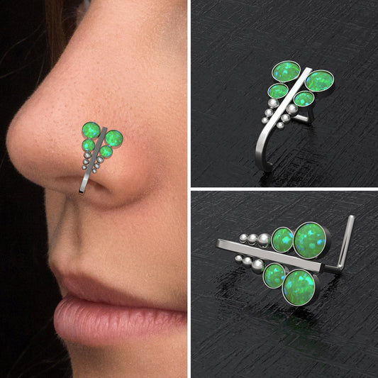 Titanium Nose Stud Ring Opal - TitaniumFashion