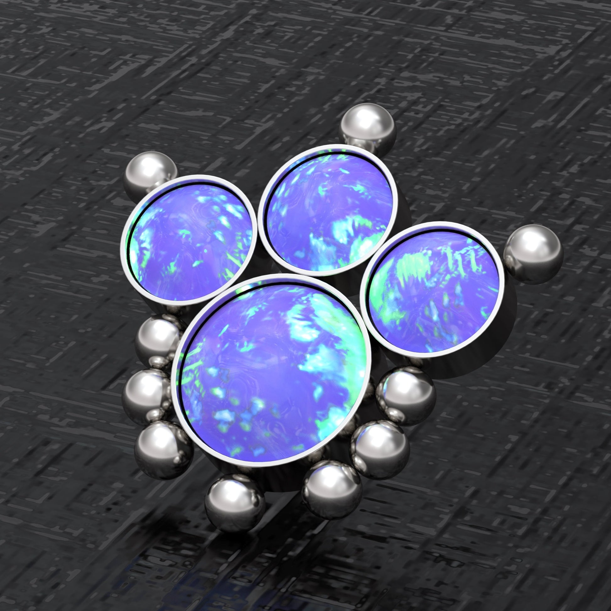 Surgical Steel Dermal Piercing Opal - TitaniumFashion