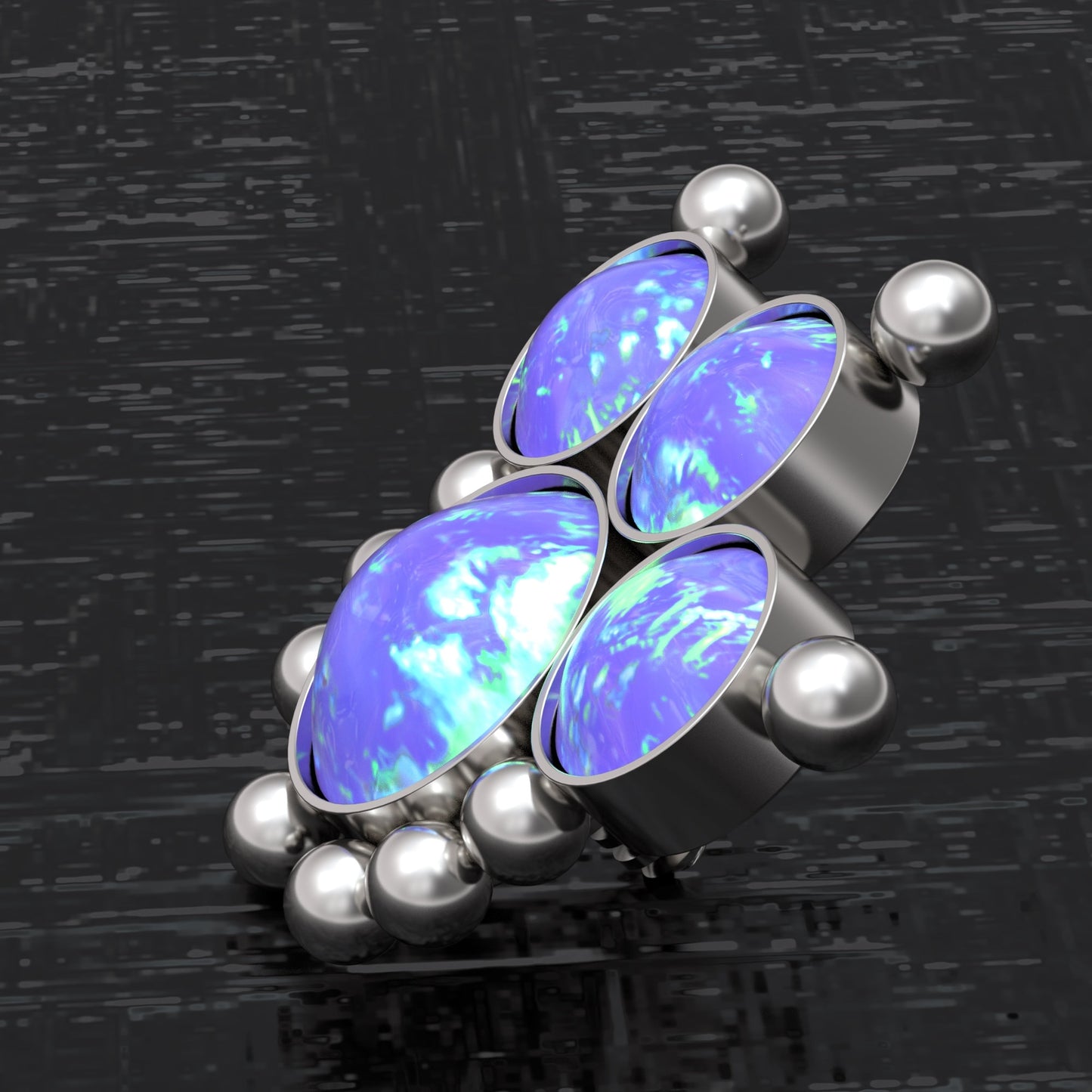 Surgical Steel Dermal Piercing Opal - TitaniumFashion