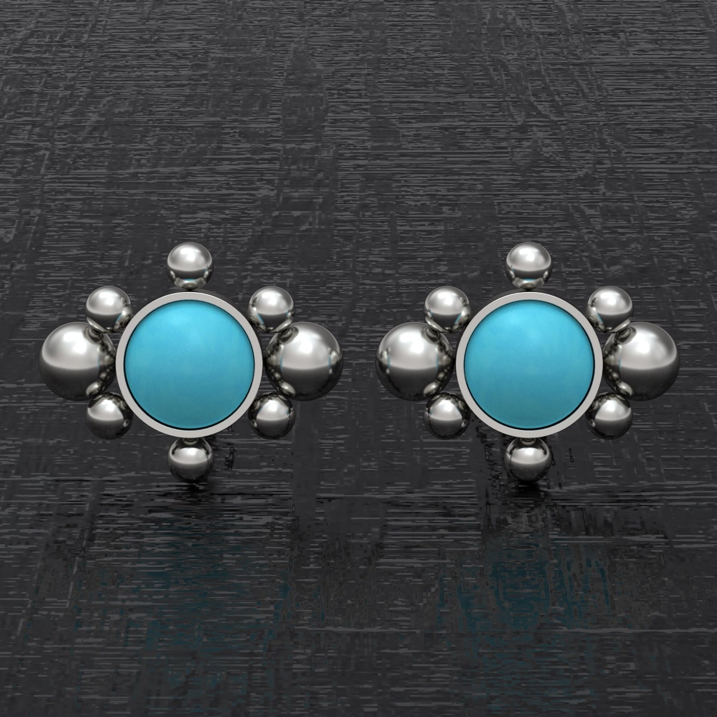 Turquoise Small Stud Earrings Titanium - TitaniumFashion