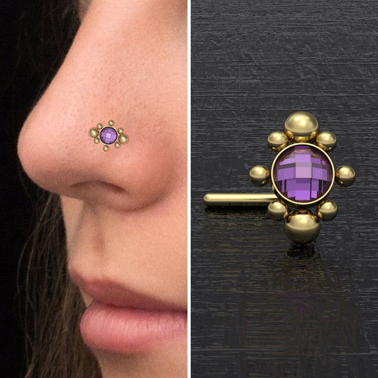 Surgical Steel Nose Screw Stud CZ - TitaniumFashion