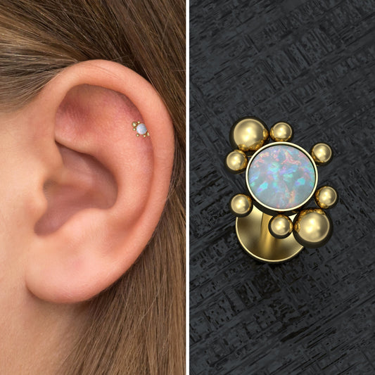 Opal Cartilage Piercing Surgical Steel - TitaniumFashion