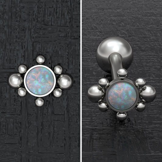 Titanium Tongue Ring Opal - TitaniumFashion