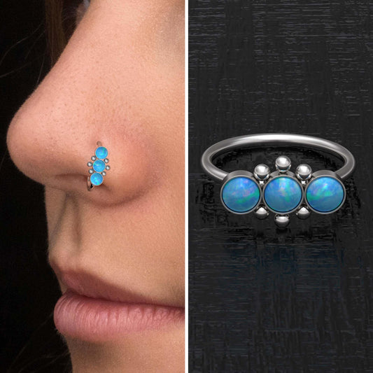Opal Nose Jewelry Surgical Steel - TitaniumFashion