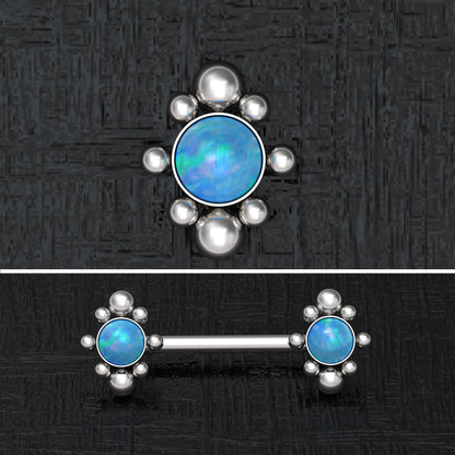 Opal Nipple Barbell Piercing Surgical Steel - TitaniumFashion