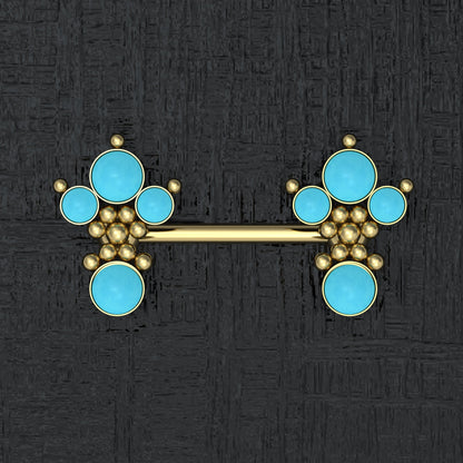 Turquoise Nipple Ring Surgical Steel - TitaniumFashion