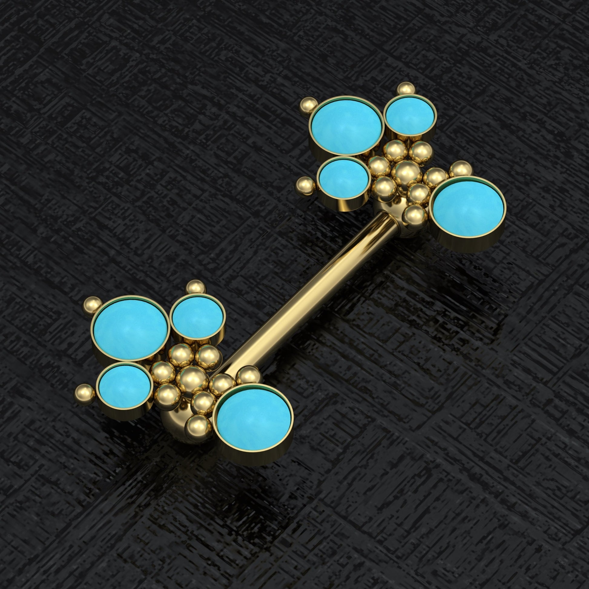 Turquoise Nipple Ring Surgical Steel - TitaniumFashion