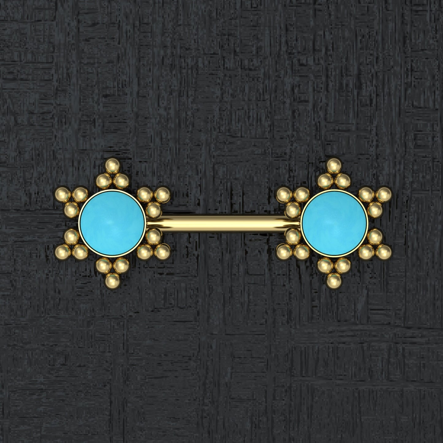 Surgical Steel Nipple Ring Turquoise - TitaniumFashion