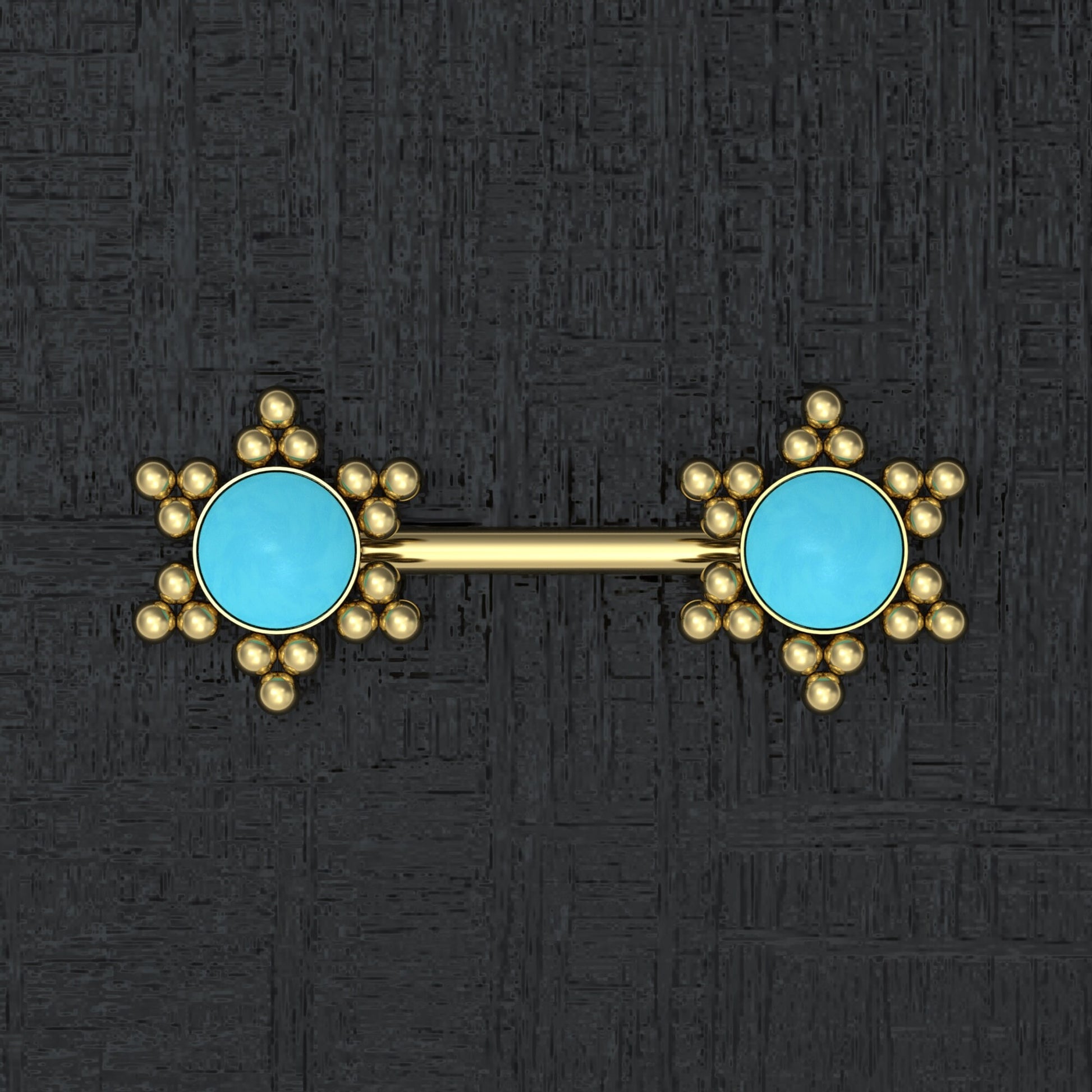 Surgical Steel Nipple Ring Turquoise - TitaniumFashion