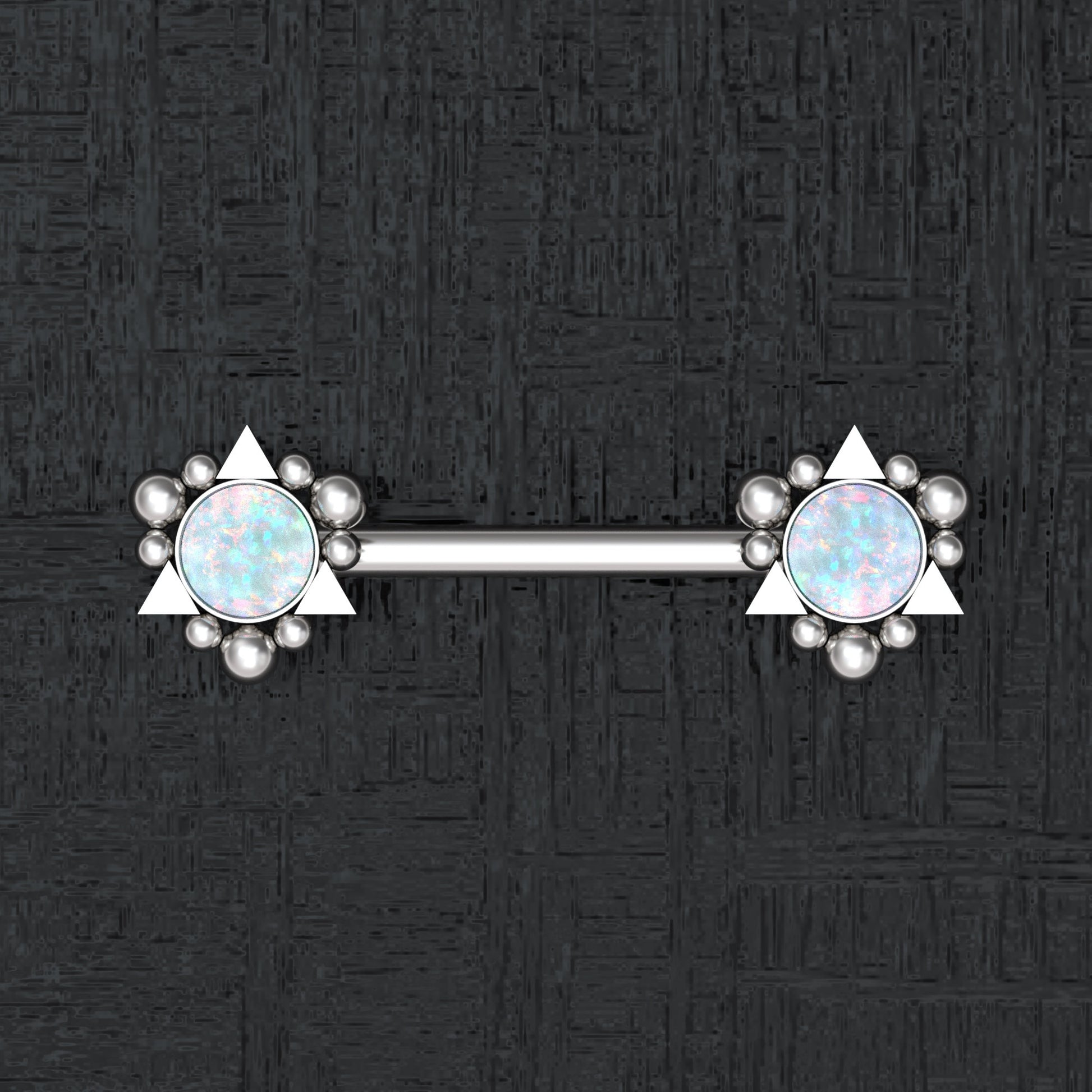 Opal Nipple Barbell Piercing Surgical Steel - TitaniumFashion