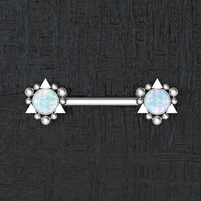 Opal Nipple Barbell Piercing Surgical Steel - TitaniumFashion